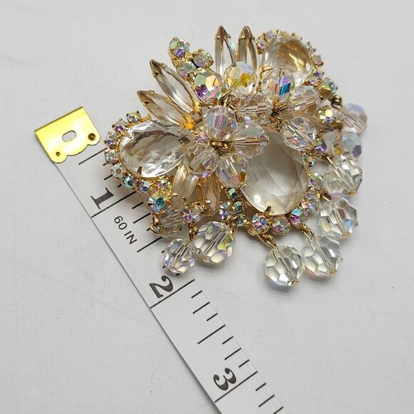 Verified Juliana D&E Aurora Borealis Crystal Gold Tone Brooch Pin Enhancer - Picture 8 of 8